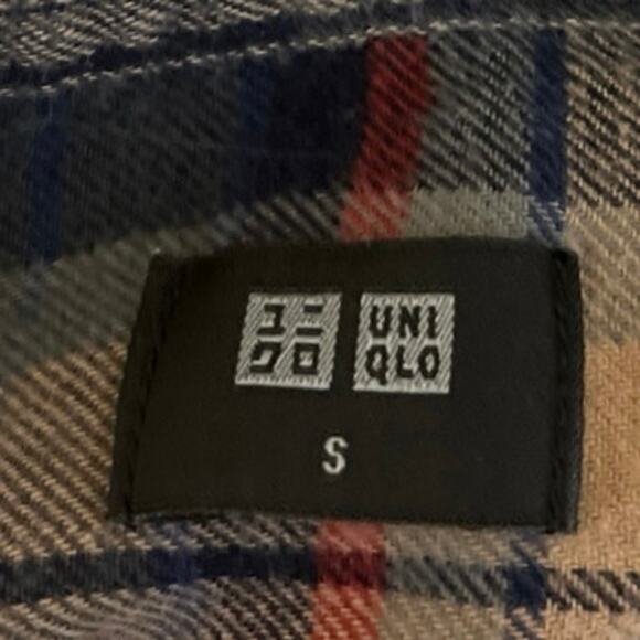 Uniqlo Women's Blue Multicolor Flannel Plaid Checkered Button Shirt Top Blouse S - Picture 4 of 5